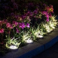 Záhradná solárna LED lampa DISK LIGHTS 8 LED - sada 4ks