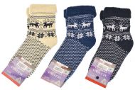 Dámské termo zdravotní ponožky ALJAŠKA - 3 páry, se sobem a vločkou, mix barev, velikost 35-38