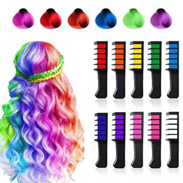 Hrebeň s farebnými kriedami na vlasy – Umývateľné farebné kriedy na vlasy 10 farieb
