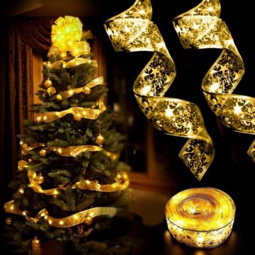 Zlatá svietiaca vianočná stuha GOLD SHINE -…